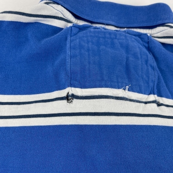 Abercrombie & Fitch Polo Boys Medium Muscle Blue Striped Short Sleeve - Picture 9 of 10